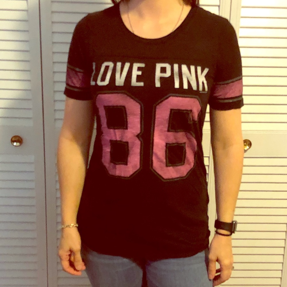 Victorias Secret black and pink tee